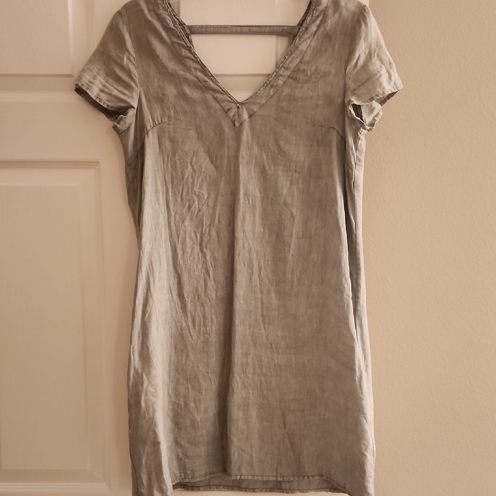 Express Light Gray V-Neck Dress